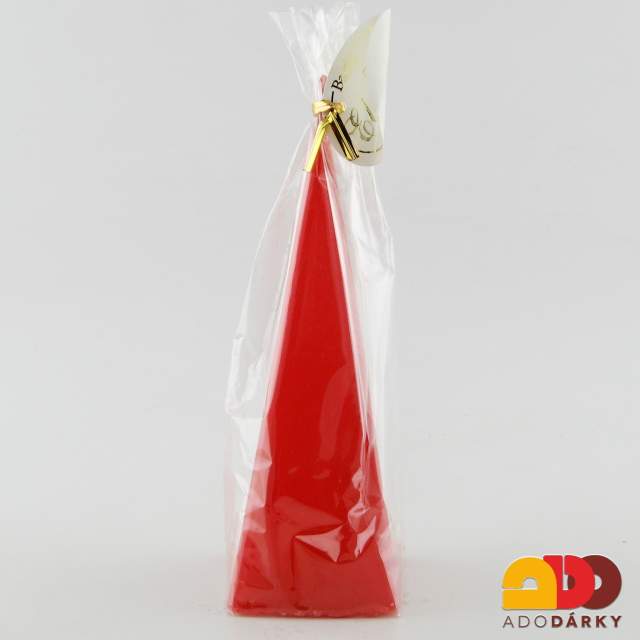 Svíčka jehlan Červená 15 cm