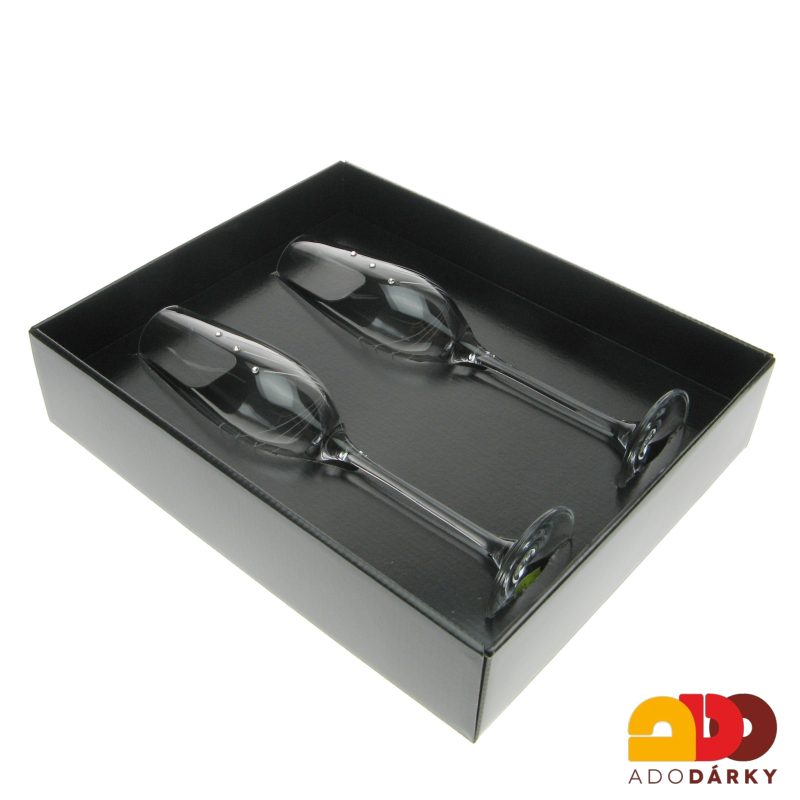 Sklenice na šampus se třemi kamínky Swarovski 210 ml, 2 ks