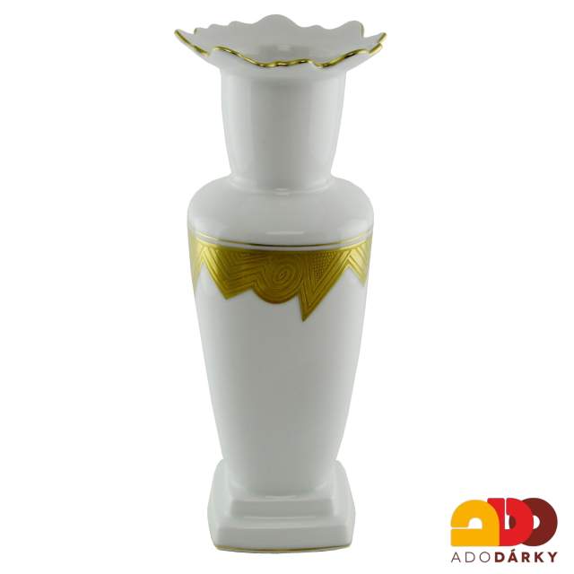 Nepravidelná váza zdobená 14K zlatem 27 cm