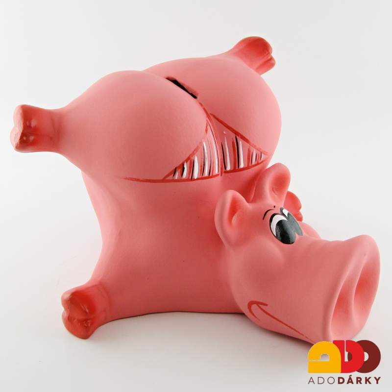 Pokladnička prase velké růžové s tangama 25 cm