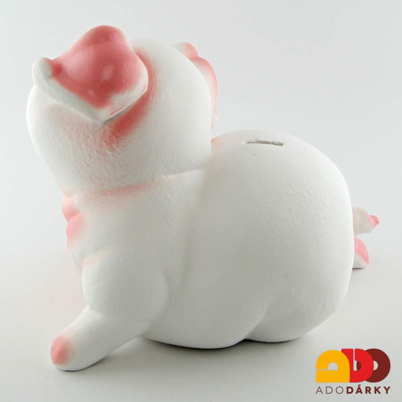 Pokladnička prase střední bílé 23 cm
