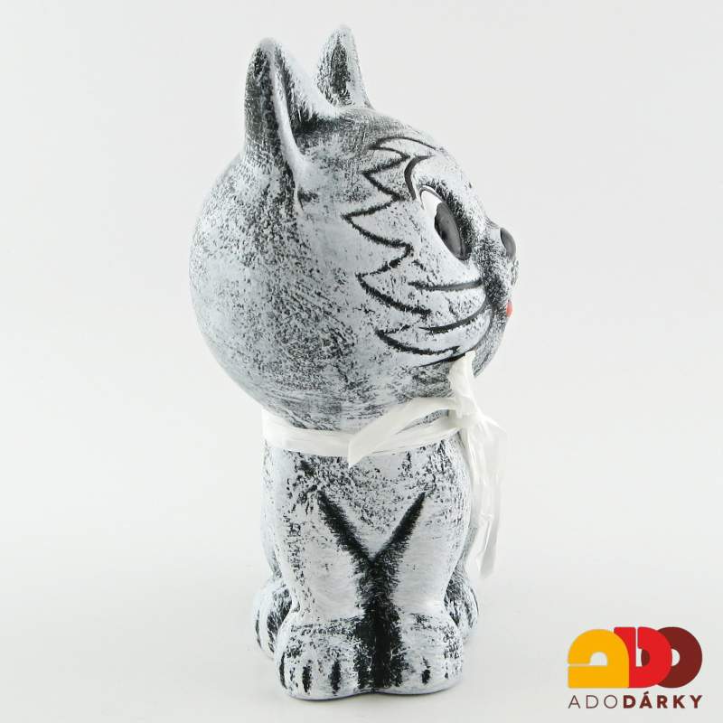 Pokladnička kočka šedá 17 cm