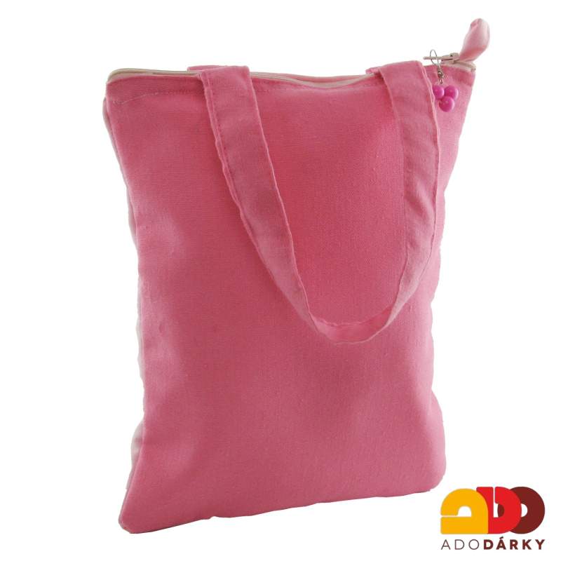 Plátěná taška růžová s krajkou 19 cm