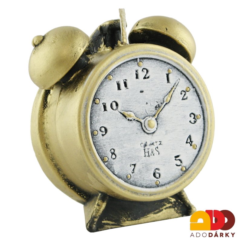 Svíčka Budík zlatý 8 x 5 cm