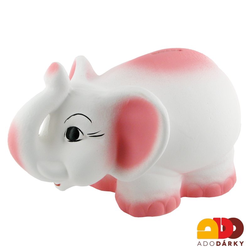 Pokladnička slon s chobotem bílý 30 cm