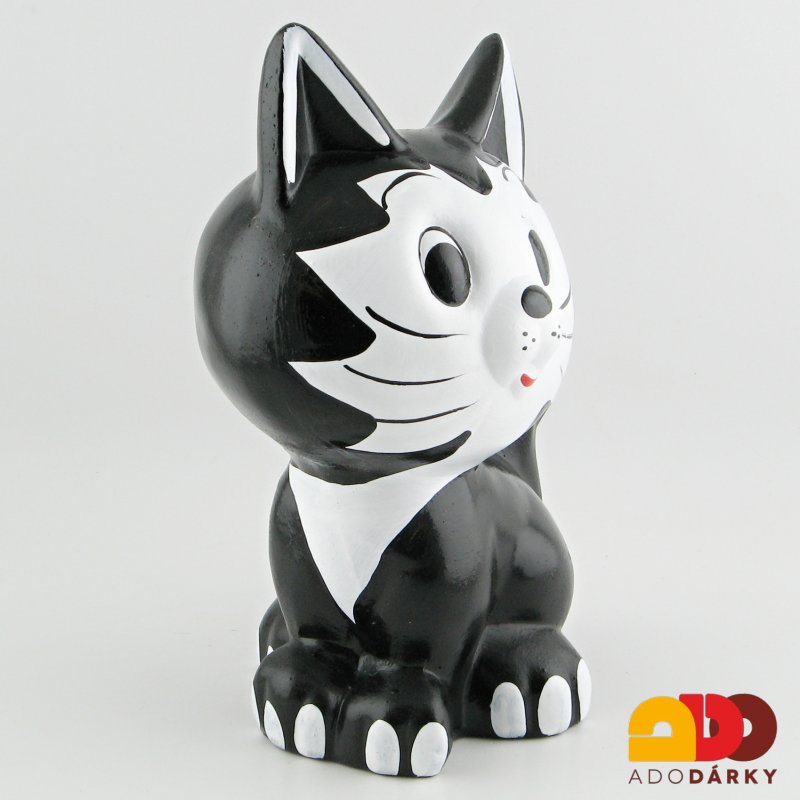Pokladnička kočka mourek černobílý střední 27 cm