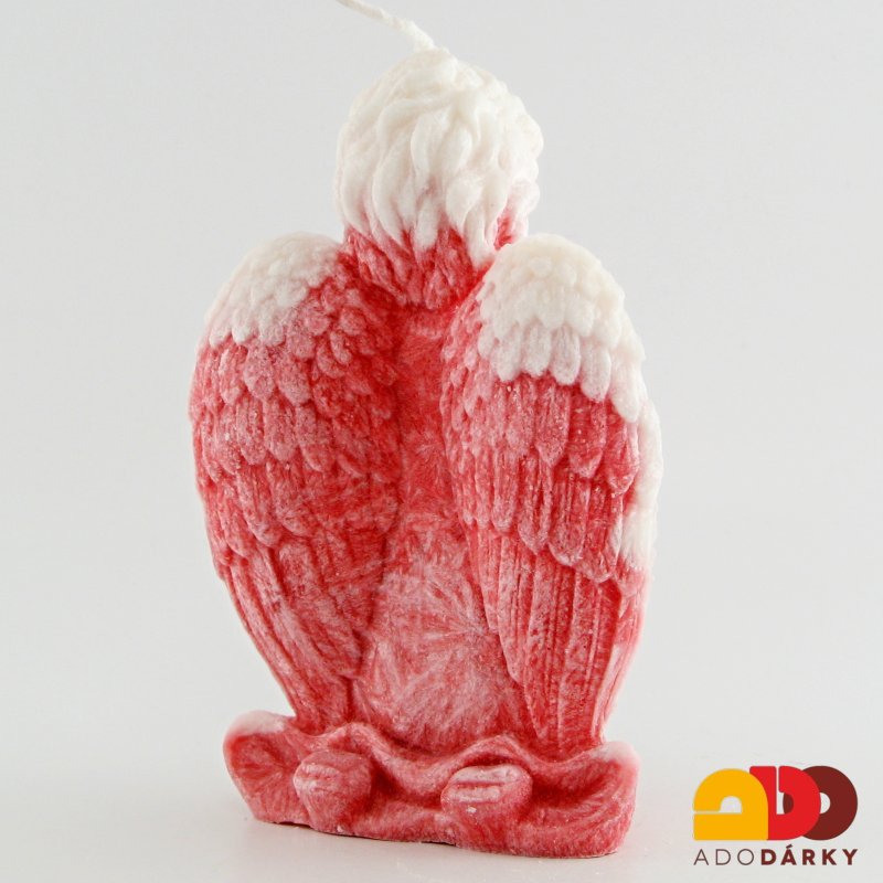 Svíčka klečící anděl tmavě červený 15 cm