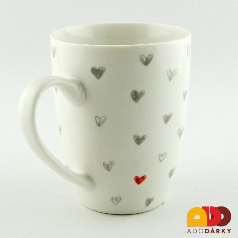 Hrnek se srdíčky - šedými 300 ml