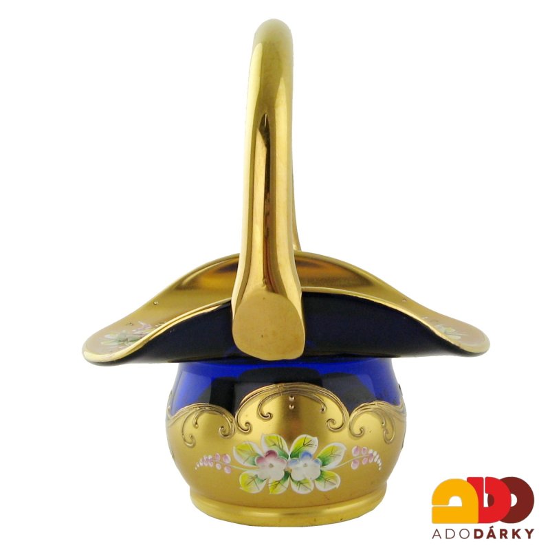 Smaltovaný košík zdobený zlatem 16,5 cm