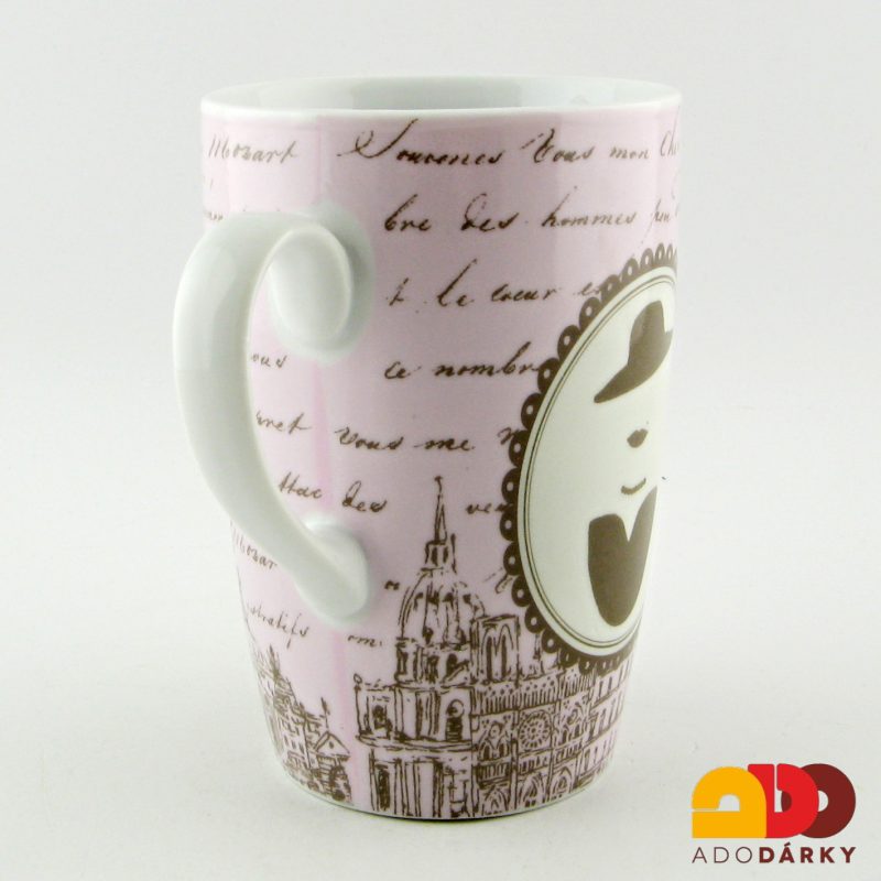 Růžový porcelánový hrnek 400 ml