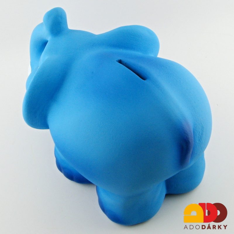 Pokladnička slon s chobotem modrý 30 cm