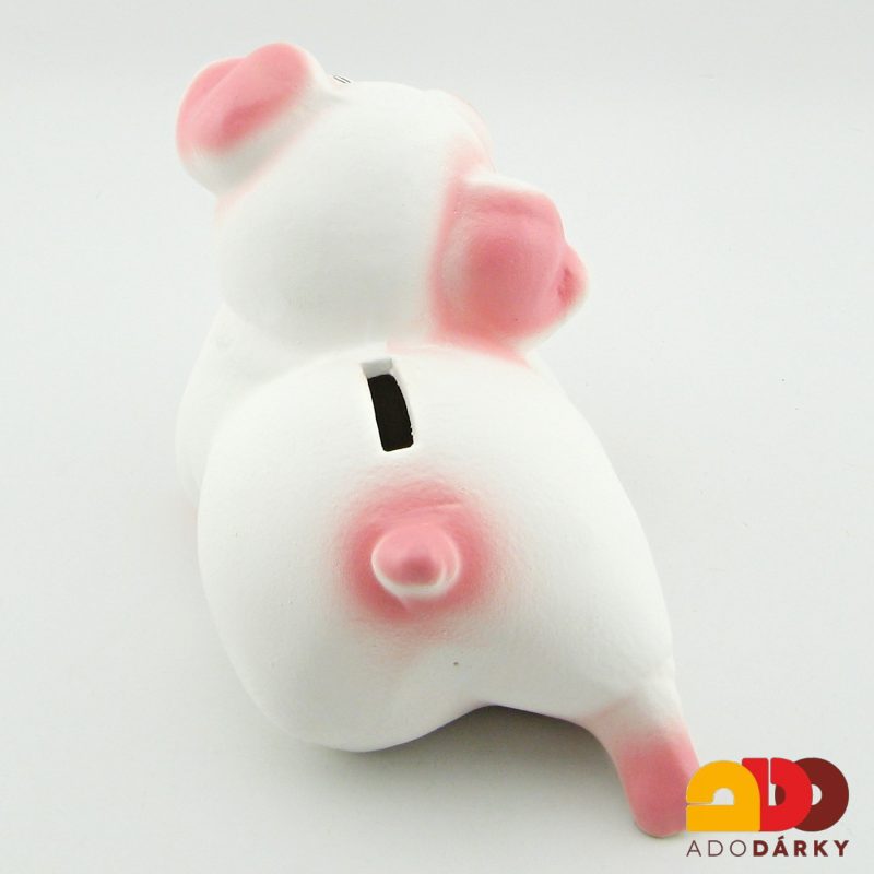 Pokladnička prase malé bílé 19 cm