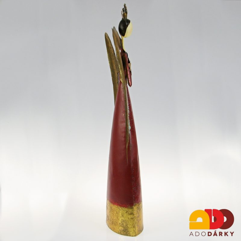 Plechový anděl s holubičkou 75 cm
