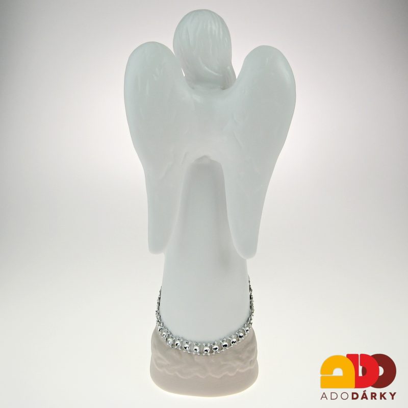 Anděl růžový se srdcem 28 cm