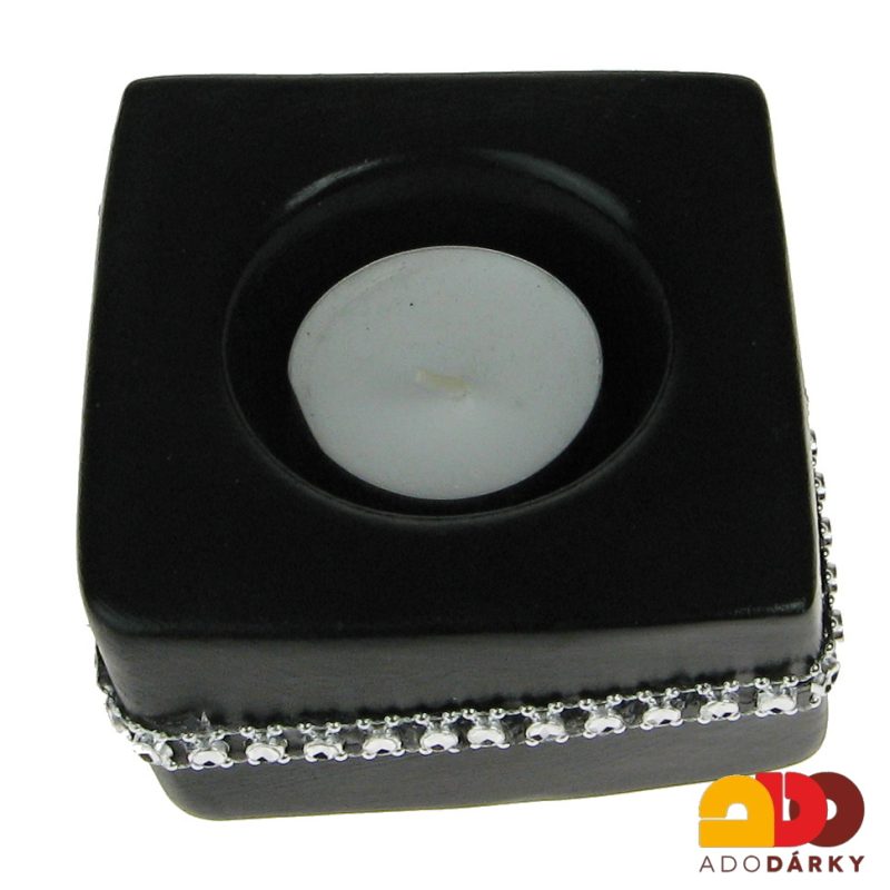 Svícen kostka černý 9,5 x 4 cm