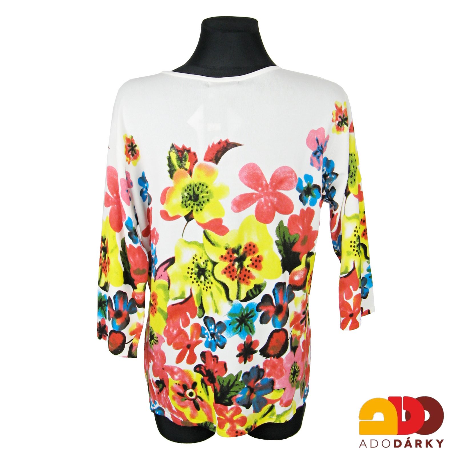 Halenka elastická s květinovým vzorem XL bílo barevná