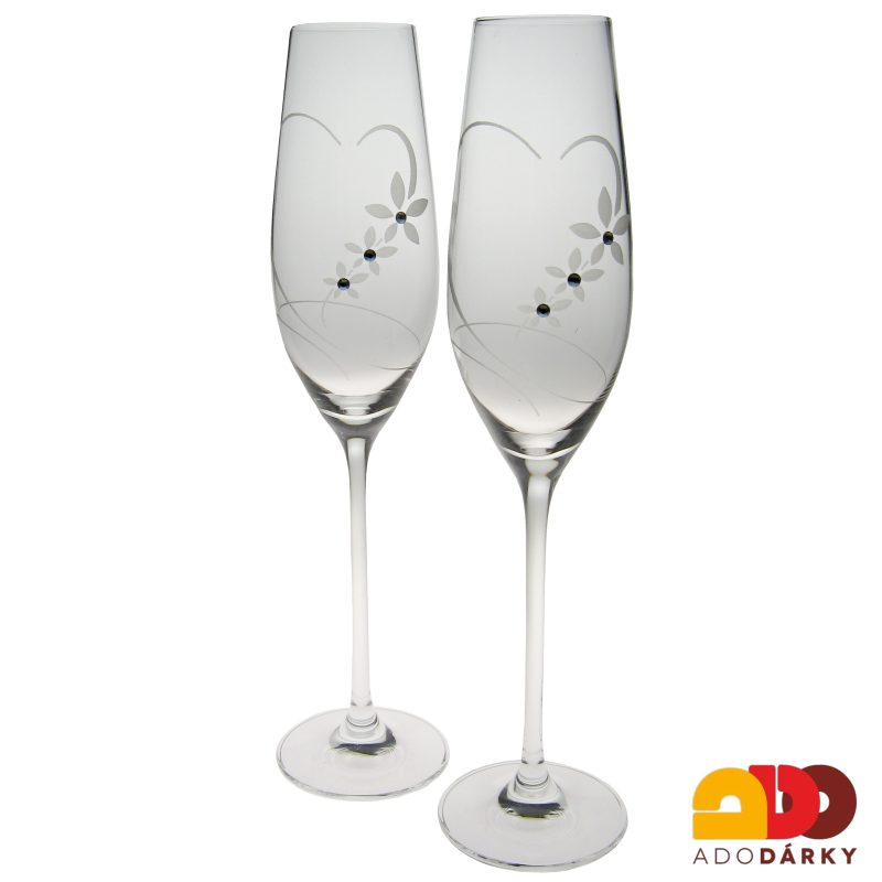 Flétny na šampaňské srdce Swarovski 210 ml sada 6 ks