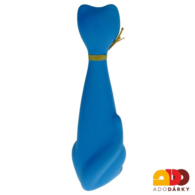 Kočka keramická modrá 23 cm