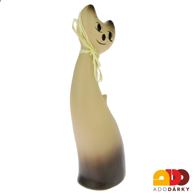 Kočka keramická hnědobéžová 25 cm