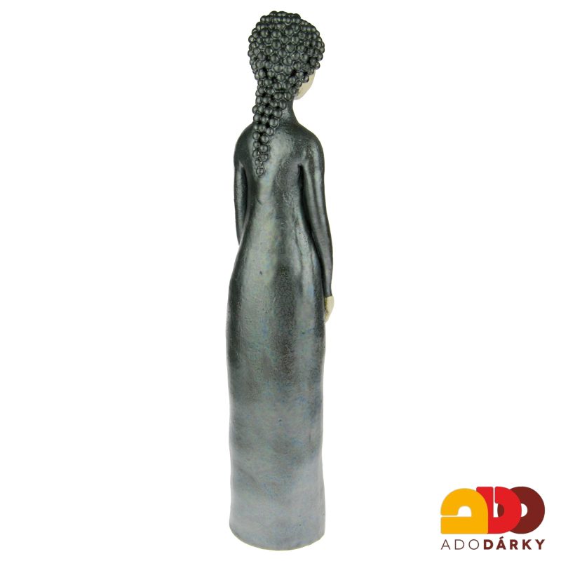 Socha ženy v metalických šatech 49 cm