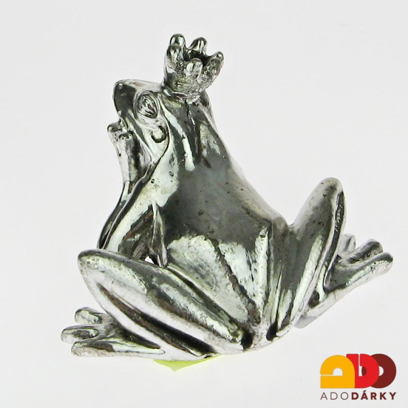 Žába s korunkou ve stříbrné barvě 8 cm