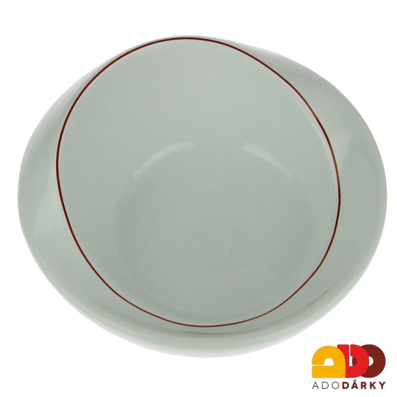Nepravidelná porcelánová mísa s červeným lemem