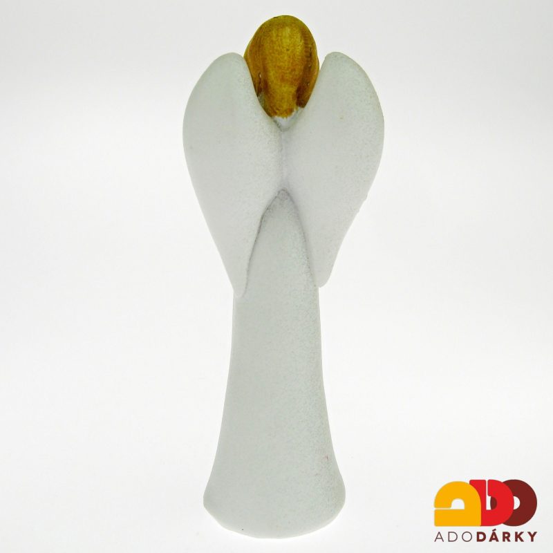 Anděl hladký bílý se srdíčkem 10 cm