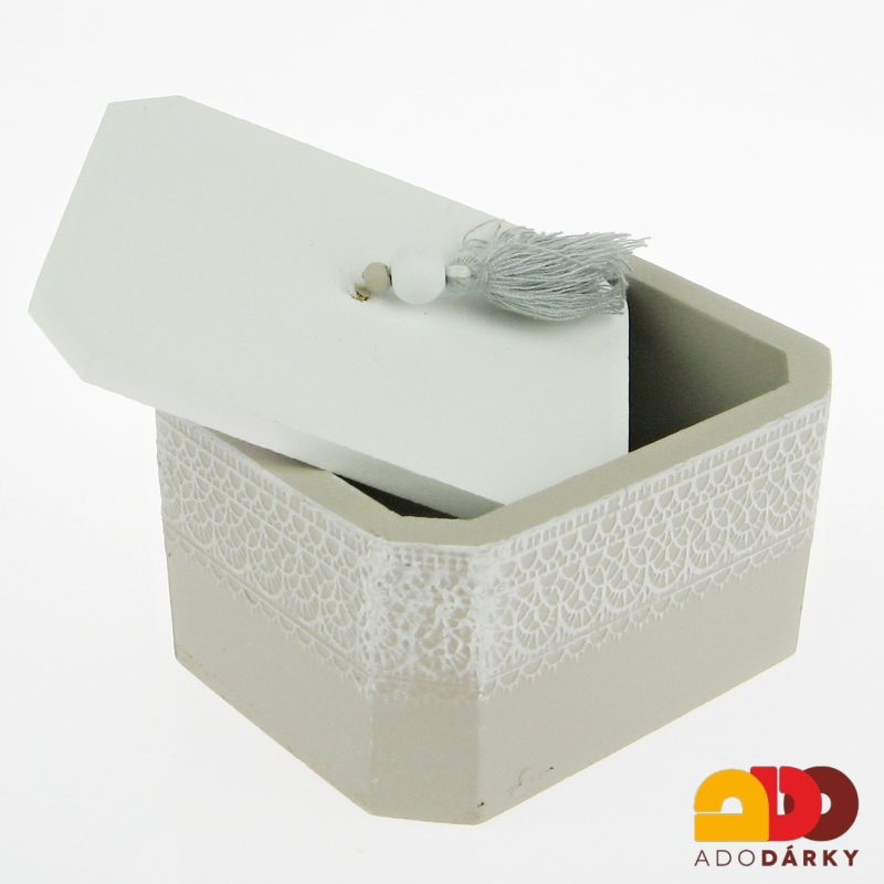 Šperkovnice šedobílá mini 7,5 x 6 x 4,5 cm