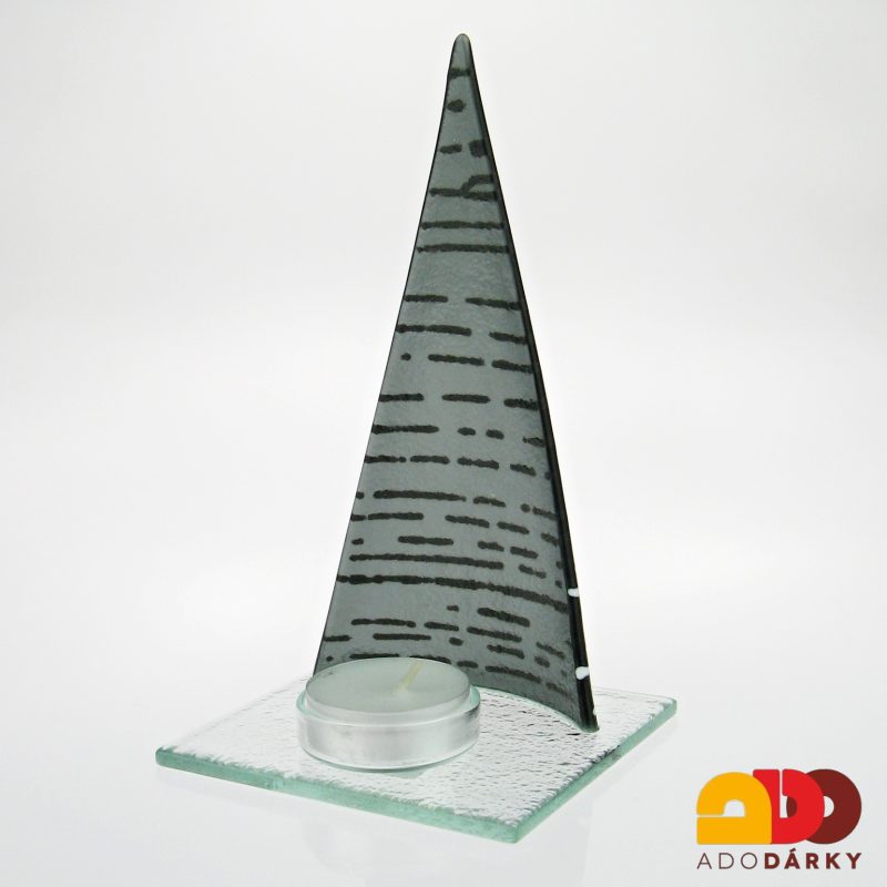 Skleněný svícen stromeček 18 cm - var. 3