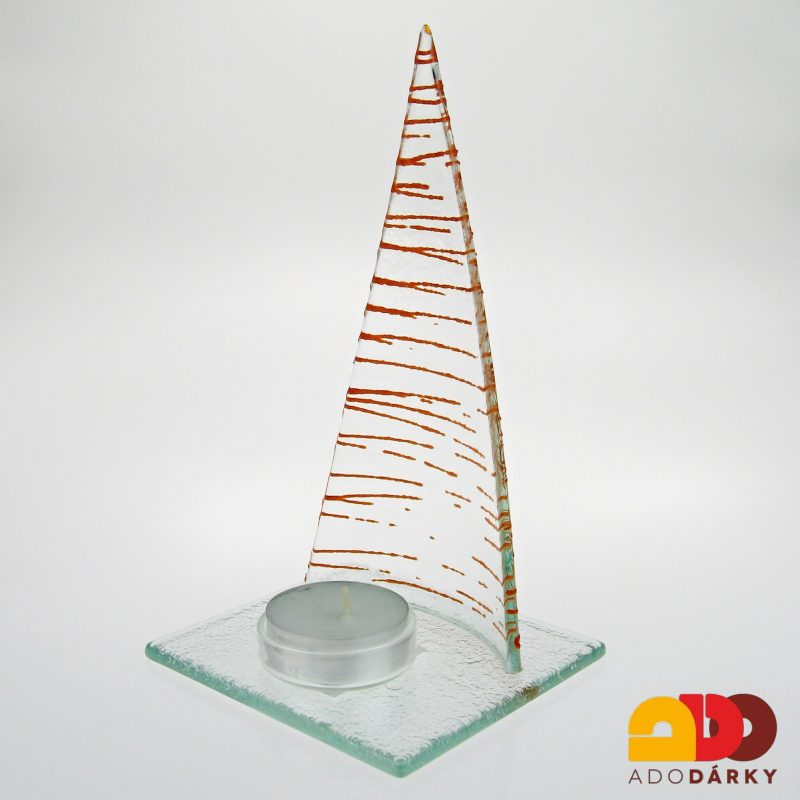 Skleněný svícen stromeček 15,5 cm - var. 4