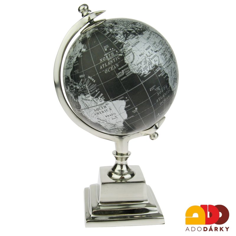 Globus v černostříbrné barvě ø 14 cm