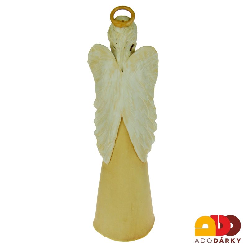 Anděl keramický vysoký se svatozáří 39 cm
