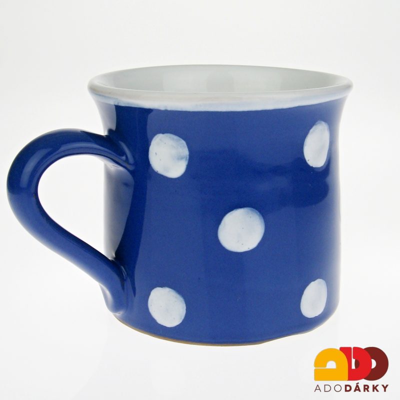 Hrnek modrý s bílými puntíky 0,6 l