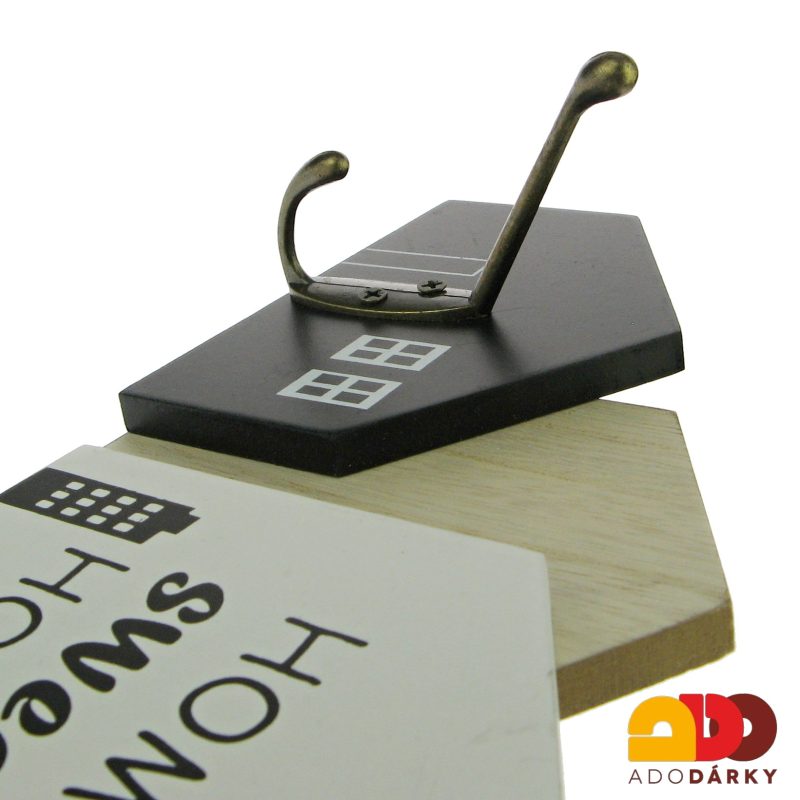 Dřevěný věšák na zeď Home sweet home 45 cm