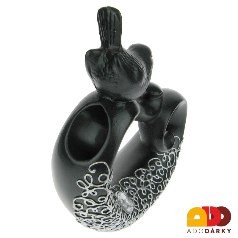 Keramická váza s ptáčkem zdobená ornamenty 24 cm