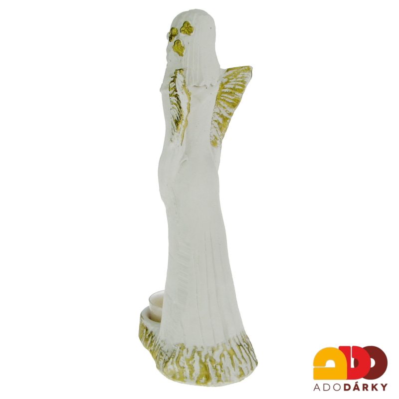 Anděl svícen se zlatými křídly 26 cm II. jakost