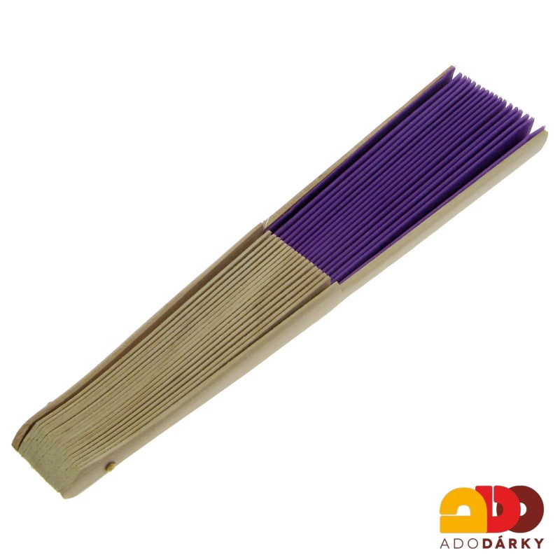 Vějíř dřevěný fialový 42 cm