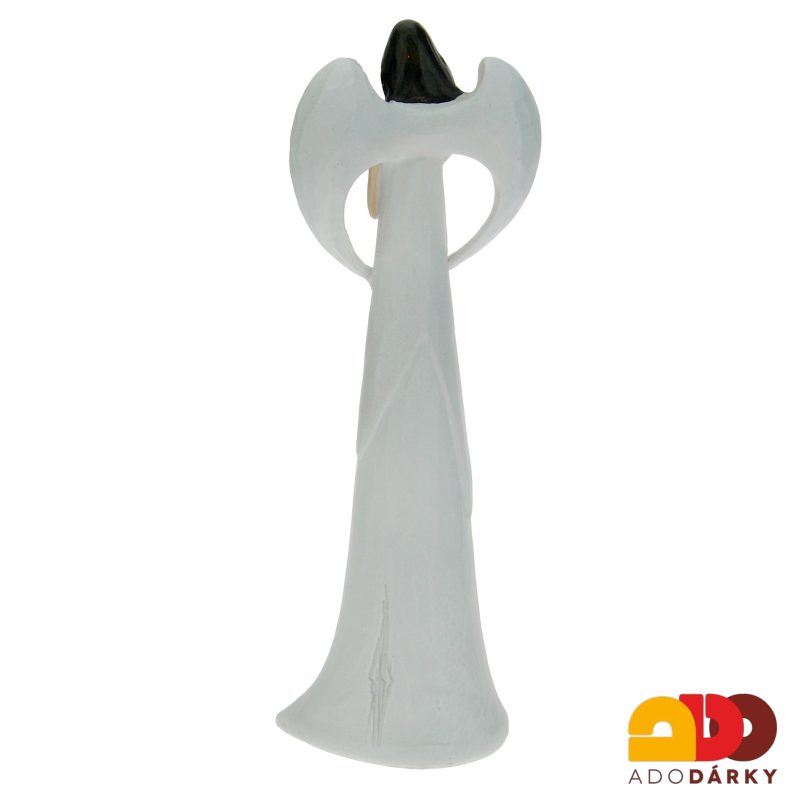 Anděl v bílých šatech se stříbrným srdcem 30 cm