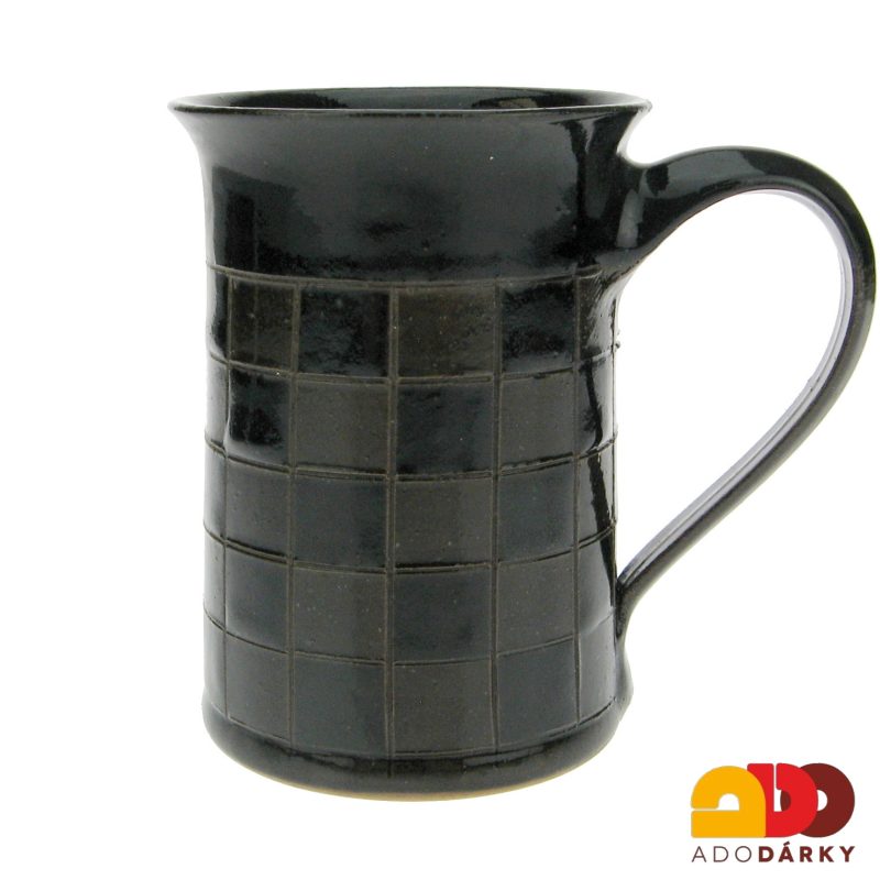 Hrnek černý károvaný 0,3 l
