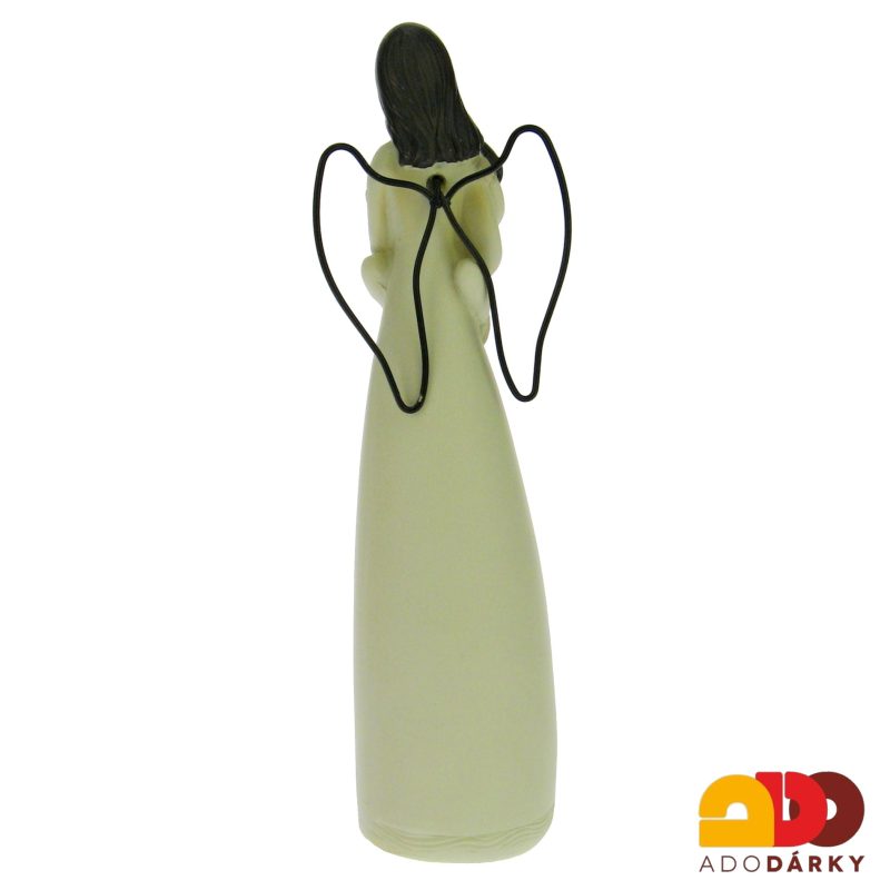 Anděl s dítětem a drátěnými křídly 18 cm