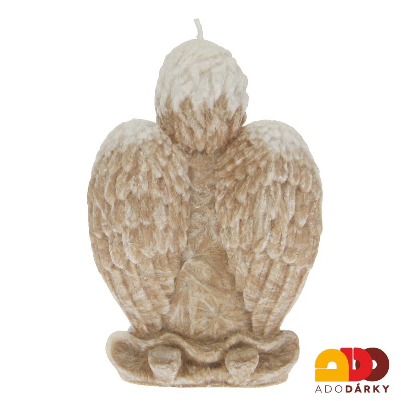 Svíčka klečící anděl hnědý 15 cm