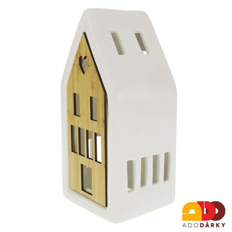 Svítící porcelánový domeček, LED 19 cm