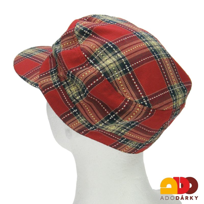 Kšiltovka červená károvaná