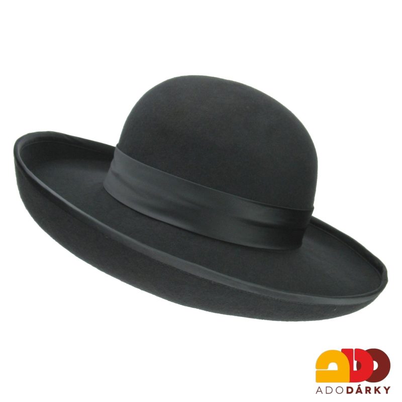 Fialový plstěný klobouk s mašlí