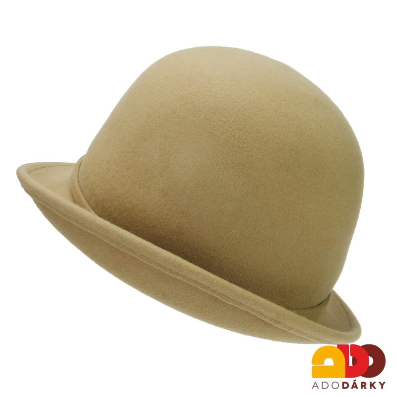Béžový plstěný klobouk s kytičkou