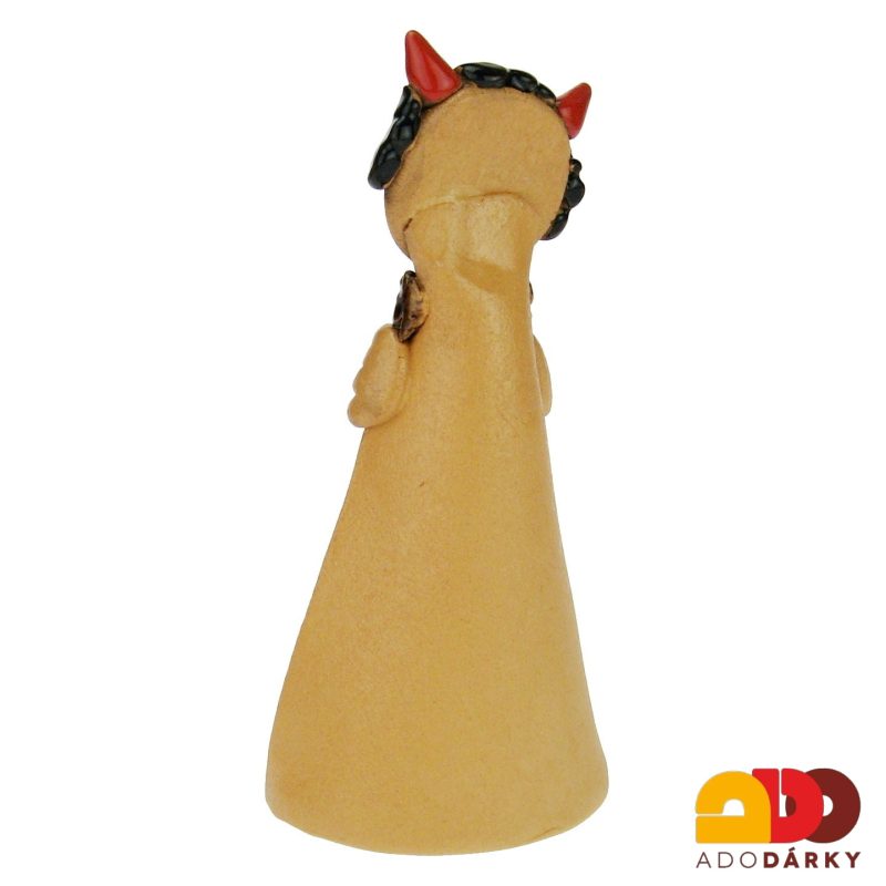 Svícen čert s oranžovým květem 16 cm