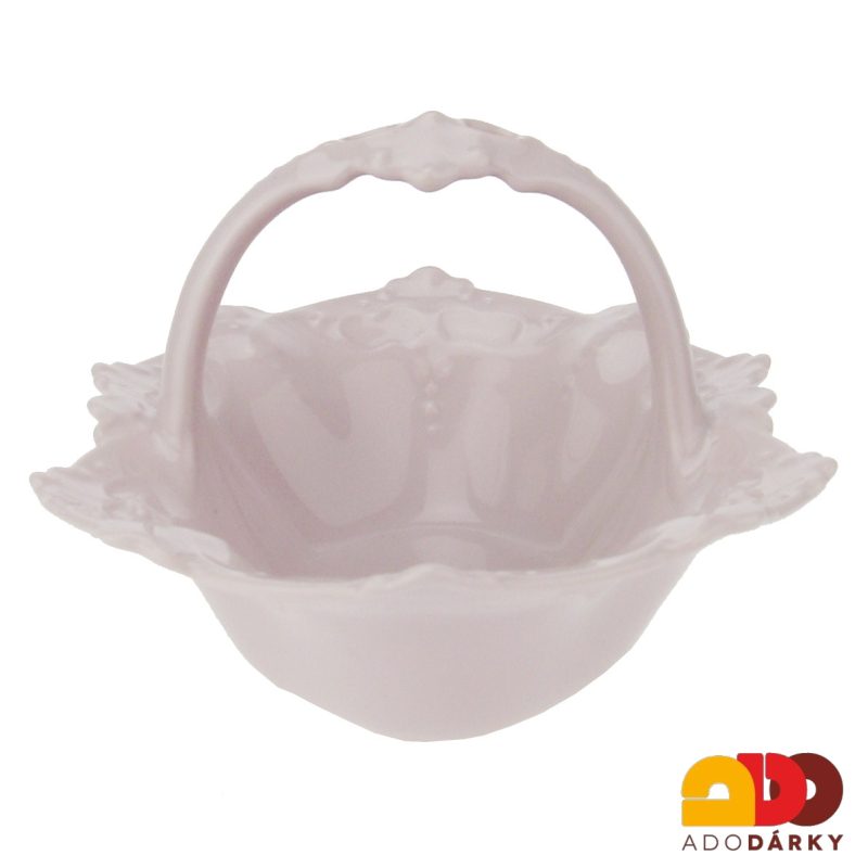 Košík růžový porcelán 18,5 cm