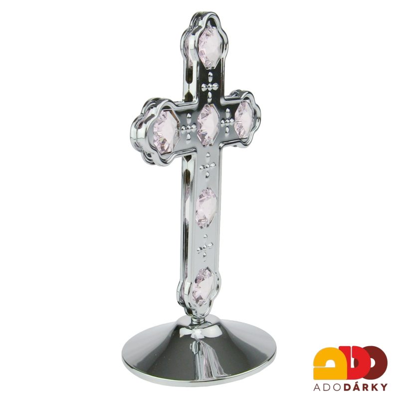 Velký kříž Swarovski stříbřený