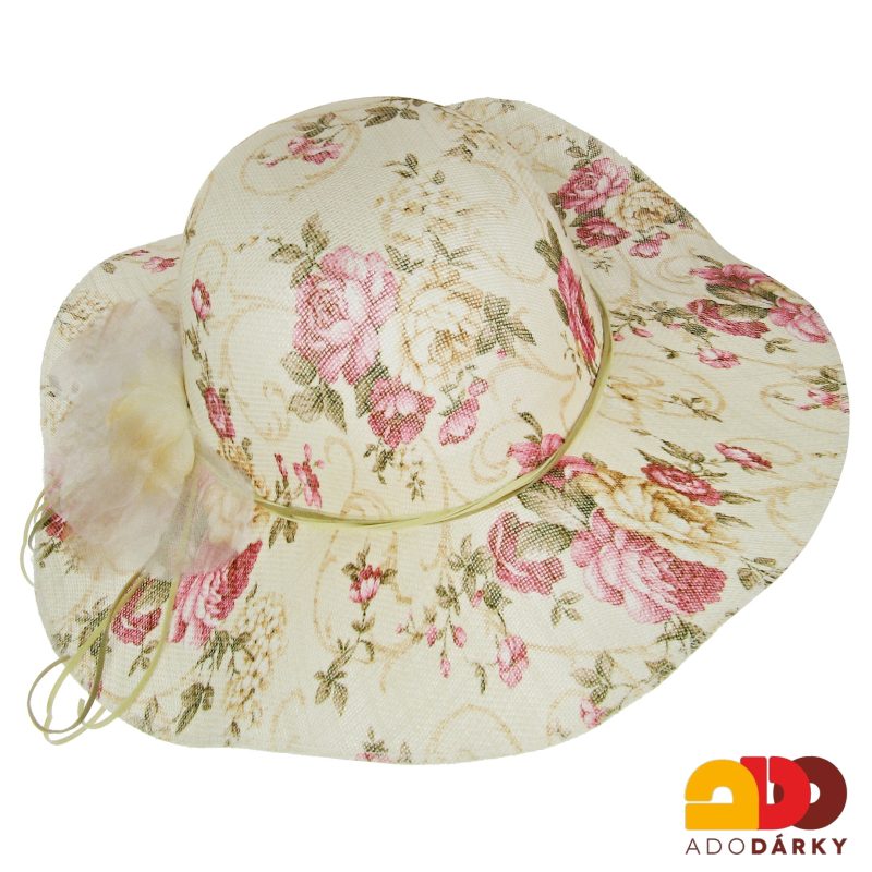 Dámský letní klobouk smetanový s růžemi