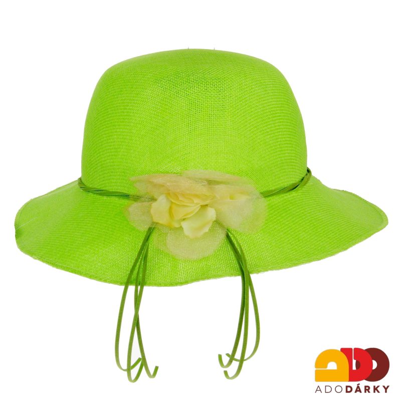 Dámský letní klobouk zelený s kytičkou
